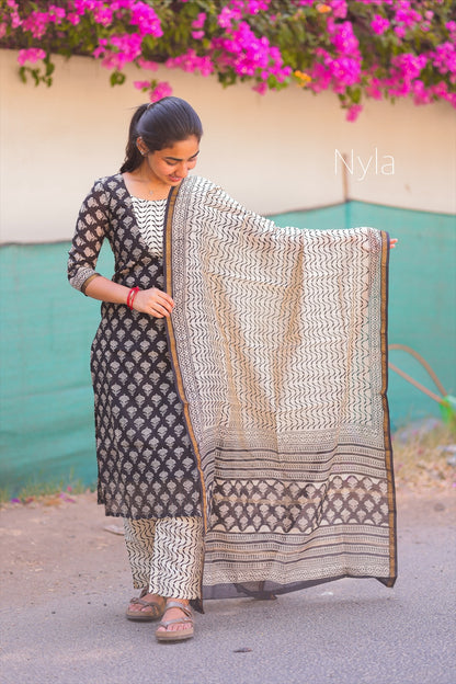 NY 412 Elegant Chanderi Silk Kurti with 3/4th sleeves