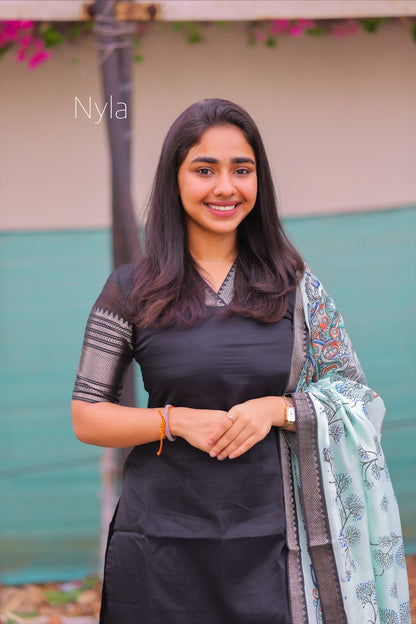 NY 403 Elegant Pure Mangalgiri silk Kurti with elbow sleeves