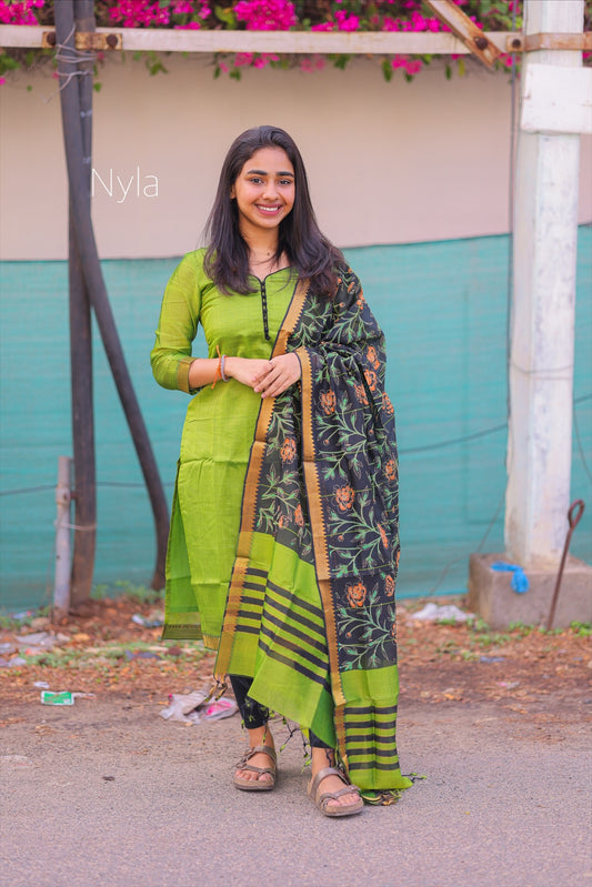 NY 402 Elegant Pure Mangalgiri silk Kurti with elbow sleeves