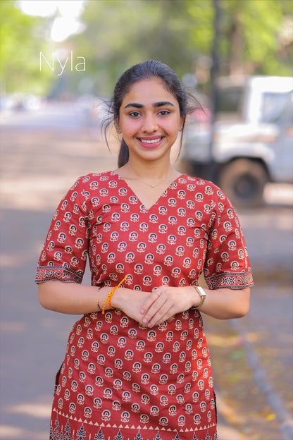 NY 397 Elegant Pure cotton Kurti with elbow sleeves