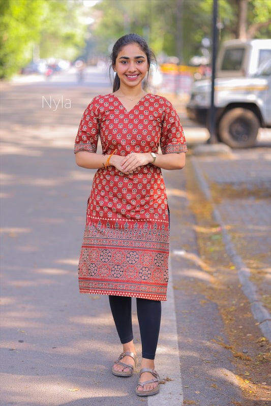 NY 397 Elegant Pure cotton Kurti with elbow sleeves