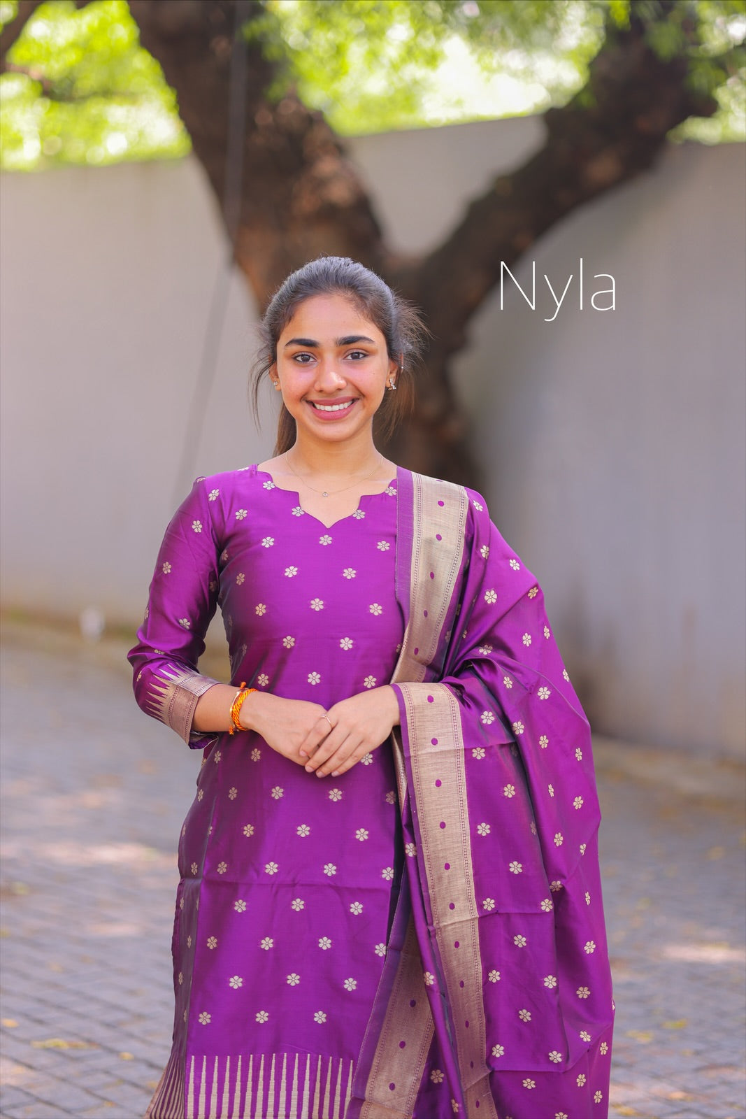 NY 407 Elegant Banarasi Silk with paithani border and 3/4th sleeves