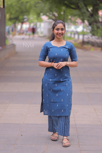 NY 406 Elegant pure handloom cotton set with elbow sleeves