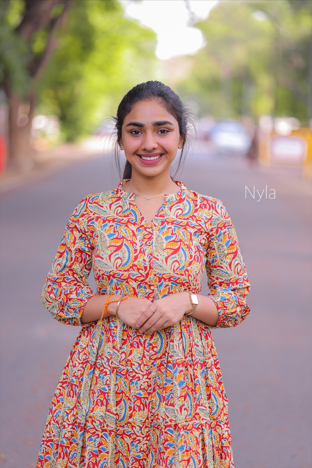 NY 414 Elegant pure kalamkari maxi with 3/4th sleeves