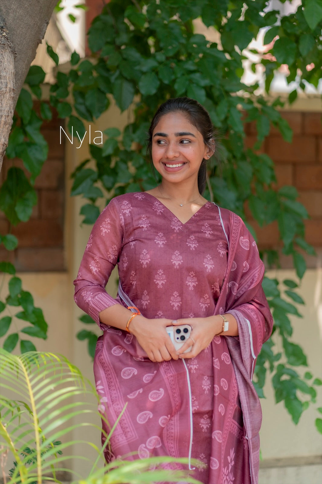 Elegant Chanderi cotton kurti with 3/4th sleeves